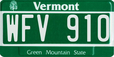 VT license plate WFV910