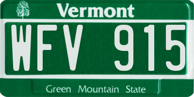 VT license plate WFV915