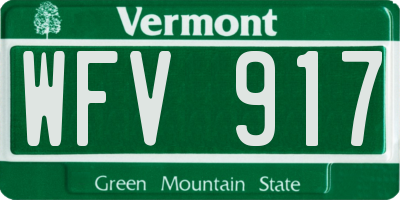 VT license plate WFV917
