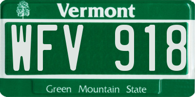 VT license plate WFV918