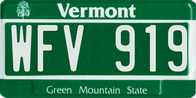 VT license plate WFV919