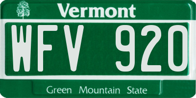 VT license plate WFV920