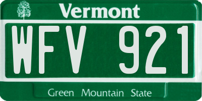 VT license plate WFV921