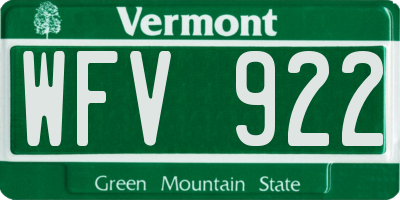 VT license plate WFV922
