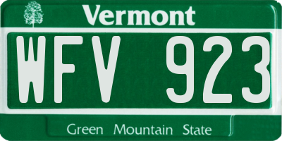 VT license plate WFV923