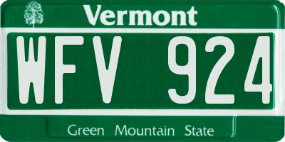 VT license plate WFV924