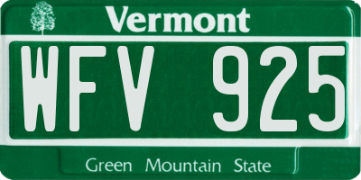 VT license plate WFV925