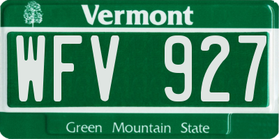 VT license plate WFV927