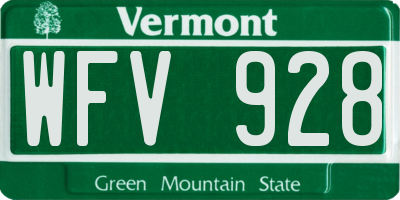 VT license plate WFV928