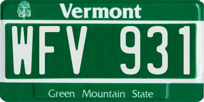 VT license plate WFV931