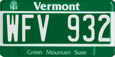 VT license plate WFV932