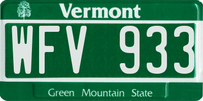 VT license plate WFV933