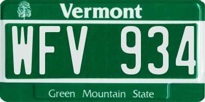 VT license plate WFV934