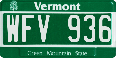VT license plate WFV936