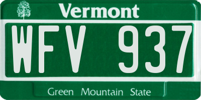 VT license plate WFV937