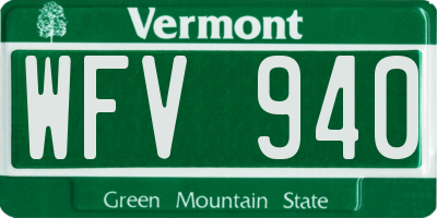 VT license plate WFV940