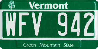 VT license plate WFV942