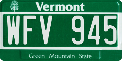 VT license plate WFV945