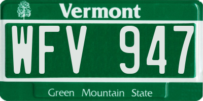 VT license plate WFV947