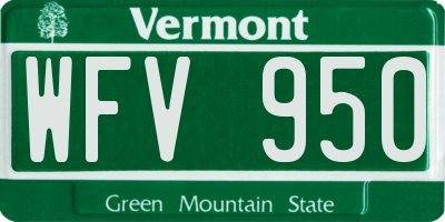 VT license plate WFV950