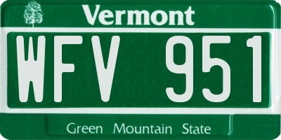VT license plate WFV951