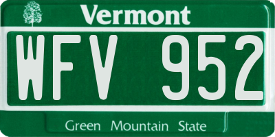 VT license plate WFV952