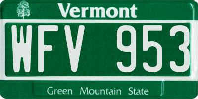 VT license plate WFV953
