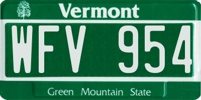 VT license plate WFV954
