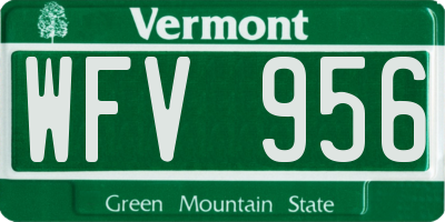 VT license plate WFV956