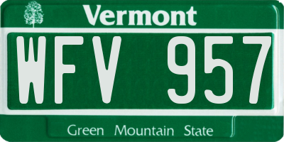 VT license plate WFV957