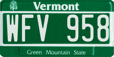 VT license plate WFV958