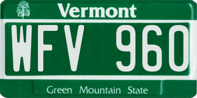 VT license plate WFV960