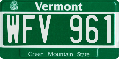 VT license plate WFV961