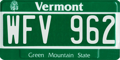 VT license plate WFV962