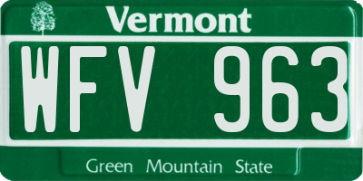 VT license plate WFV963