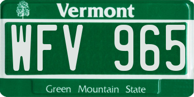 VT license plate WFV965