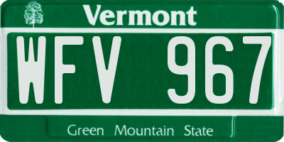 VT license plate WFV967
