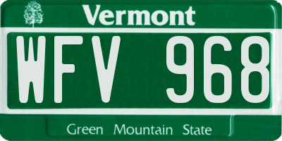 VT license plate WFV968