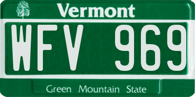 VT license plate WFV969