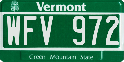 VT license plate WFV972