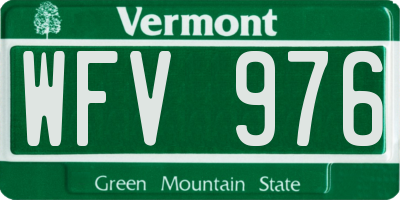 VT license plate WFV976