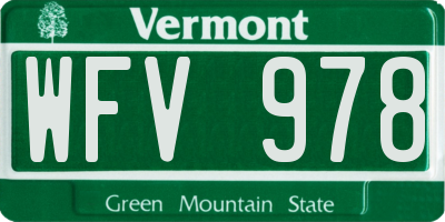 VT license plate WFV978