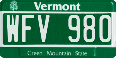 VT license plate WFV980