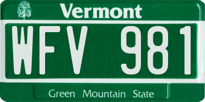 VT license plate WFV981
