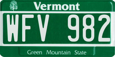 VT license plate WFV982