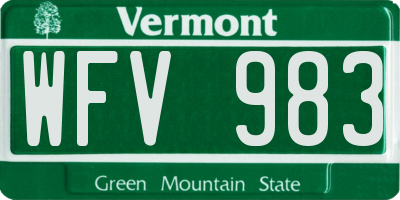 VT license plate WFV983