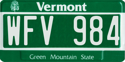 VT license plate WFV984