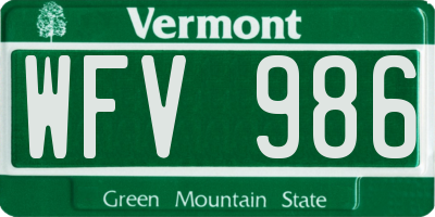 VT license plate WFV986