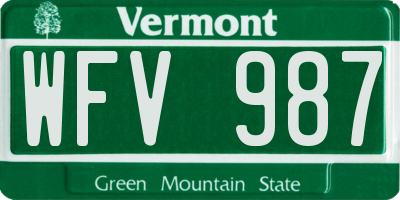 VT license plate WFV987
