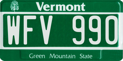 VT license plate WFV990